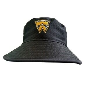 New Era Black Mesh Bucket Hat Embroidered Gold W Logo Size Medium Large